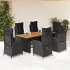 Image de vidaXL Vidaxl Ensemble À Manger De Jardin Coussins 7pcs Noir Résine Tressée