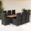Image de Vidaxl Ensemble Ã Manger De Jardin 9pcs Coussins Noir RÃ©sine TressÃ©e