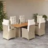Image de vidaXL Vidaxl Ensemble À Manger De Jardin Et Coussins 7 Pcs Beige Poly Rotin