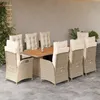 Image de vidaXL Vidaxl Ensemble À Manger De Jardin Et Coussins 9 Pcs Beige Poly Rotin