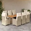 Image de vidaXL Ensemble à manger de jardin et coussins 9 pcs beige Poly rotin