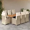Image de vidaXL Vidaxl Ensemble À Manger De Jardin Et Coussins 9 Pcs Beige Poly Rotin