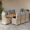 Image de vidaXL Vidaxl Ensemble À Manger De Jardin Et Coussins 9 Pcs Mélange Beige