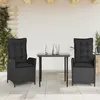 Image de Vidaxl Ensemble Ã Manger De Jardin Avec Coussins 3 Pcs Noir