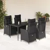 Image de Vidaxl Ensemble Ã Manger De Jardin Coussins 5pcs Noir RÃ©sine TressÃ©e