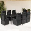 Image de Vidaxl Ensemble Ã Manger De Jardin 9pcs Coussins Noir RÃ©sine TressÃ©e