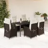 Image de Vidaxl Ensemble Ã Manger De Jardin Et Coussins 7 Pcs Marron Rotin