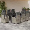 Image de Vidaxl Ensemble Ã Manger De Jardin Et Coussins 9 Pcs Gris Clair Rotin