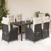 Image de vidaXL Vidaxl Ensemble À Manger De Jardin Coussins 7pcs Noir Résine Tressée