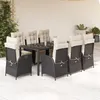 Image de vidaXL Ensemble à manger de jardin 9pcs coussins noir résine tressée