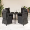Image de vidaXL Vidaxl Ensemble À Manger De Jardin Coussins 5pcs Noir Résine Tressée