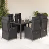 Image de Vidaxl Ensemble Ã Manger De Jardin Coussins 7pcs Noir RÃ©sine TressÃ©e