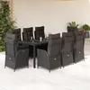 Image de Vidaxl Ensemble Ã Manger De Jardin 9pcs Coussins Noir RÃ©sine TressÃ©e