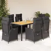Image de vidaXL Ensemble Ã  manger de jardin coussins 7pcs Noir RÃ©sine tressÃ©e