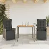 Image de vidaXL Ensemble à manger de jardin 3 pcs coussins gris résine tressée