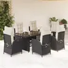 Image de vidaXL Ensemble à manger de jardin coussins 7pcs Noir Résine tressée