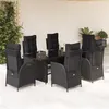 Image de vidaXL Ensemble à manger de jardin coussins 7pcs Noir Résine tressée