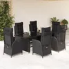 Image de vidaXL Vidaxl Ensemble À Manger De Jardin Coussins 7pcs Noir Résine Tressée