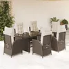 Image de vidaXL Vidaxl Ensemble À Manger De Jardin Et Coussins 7 Pcs Marron Rotin