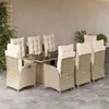 Image de vidaXL Ensemble à manger de jardin et coussins 9 pcs beige Poly rotin