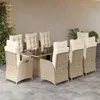 Image de Vidaxl Ensemble Ã Manger De Jardin Et Coussins 9 Pcs Beige Poly Rotin