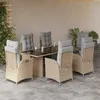 Image de Vidaxl Ensemble Ã Manger De Jardin Coussins 7 Pcs MÃ©lange Beige Rotin