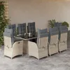 Image de Vidaxl Ensemble Ã Manger De Jardin Et Coussins 9 Pcs Gris Clair Rotin