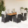 Image de vidaXL Vidaxl Ensemble À Manger De Jardin Coussins 7pcs Noir Résine Tressée