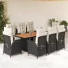 Image de vidaXL Ensemble à manger de jardin 9pcs coussins noir résine tressée