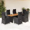 Image de Vidaxl Ensemble Ã Manger De Jardin Coussins 7pcs Noir RÃ©sine TressÃ©e