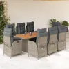 Image de vidaXL Vidaxl Ensemble À Manger De Jardin 9 Pcs Coussins Gris Résine Tressée