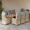 Image de vidaXL Vidaxl Ensemble À Manger De Jardin Et Coussins 9 Pcs Mélange Beige
