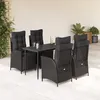 Image de vidaXL Ensemble Ã  manger de jardin coussins 5pcs Noir RÃ©sine tressÃ©e