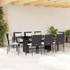 Image de Vidaxl Ensemble Ã Manger De Jardin 9pcs Coussins Noir RÃ©sine TressÃ©e