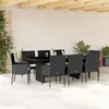 Image de vidaXL Ensemble à manger de jardin 9pcs coussins noir résine tressée