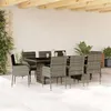 Image de vidaXL Ensemble à manger de jardin 9 pcs coussins gris résine tressée