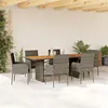 Image de vidaXL Ensemble à manger de jardin et coussins 7 pcs gris rotin