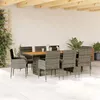 Image de vidaXL Ensemble à manger de jardin 9 pcs coussins gris résine tressée
