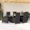 Image de vidaXL Ensemble à manger de jardin coussins 7pcs Noir Résine tressée