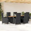 Image de Vidaxl Ensemble Ã Manger De Jardin Coussins 7pcs Noir RÃ©sine TressÃ©e
