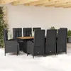 Image de vidaXL Ensemble à manger de jardin 9pcs coussins noir résine tressée