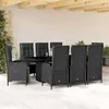 Image de vidaXL Ensemble à manger de jardin 9pcs coussins noir résine tressée