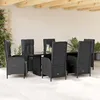 Image de Vidaxl Ensemble Ã Manger De Jardin Coussins 7pcs Noir RÃ©sine TressÃ©e