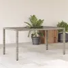 Image de vidaXL Table de jardin dessus en verre Gris 150x90x75cm Résine tressée365591