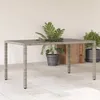 Image de Vidaxl Table De Jardin Dessus En Verre Gris 150x90x75cm RÃ©sine TressÃ©e
