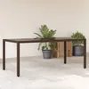 Image de Vidaxl Table De Jardin Avec Dessus En Verre Marron RÃ©sine TressÃ©e