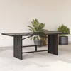 Image de Vidaxl Table De Jardin Avec Dessus En Verre Noir RÃ©sine TressÃ©e