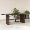Image de Vidaxl Table De Jardin Avec Dessus En Verre Marron Résine Tressée