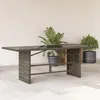 Image de vidaXL Vidaxl Table De Jardin Avec Dessus En Verre Gris Résine Tressée