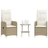 Image de vidaXL Chaises inclinables de jardin lot de 2 avec table beige rotin365693